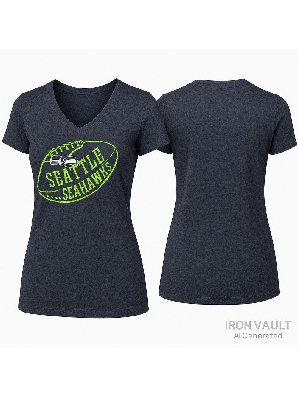 NFL Team Apparel Seattle Seahawks Women’s XXL Blue V-Neck Graphic Tee
